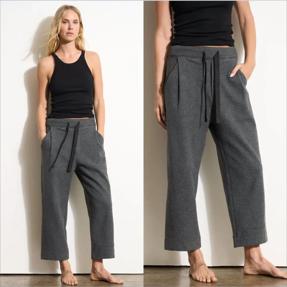 Rowan Robbie Relaxed Drawstring Felfted Pants Size Small NWT Faded Black Melange - Picture 1 of 7